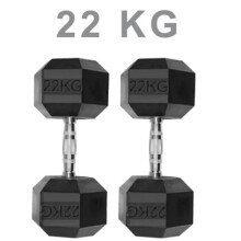 (22KG) Dumbbells Rubber Encased Weights Sets, Hexagonal Dumbbell Gym Pairs