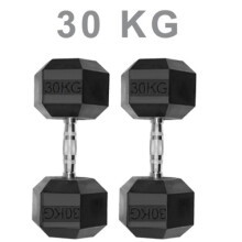(30KG) Dumbbells Rubber Encased Weights Sets, Hexagonal Dumbbell Gym Pairs