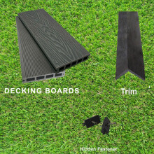 (Grey, 13 Square Metres) Per SQM Composite WPC Decking Boards Embossed Woodgrain Plastic kit incl - 2.2 meter long boards