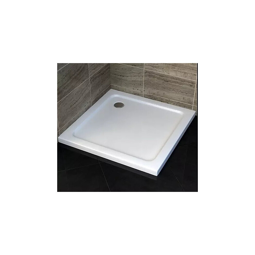 (700x700mm) Slimline Shower Tray Stone Square Rectangle for Shower Enclosures - FREE WASTE