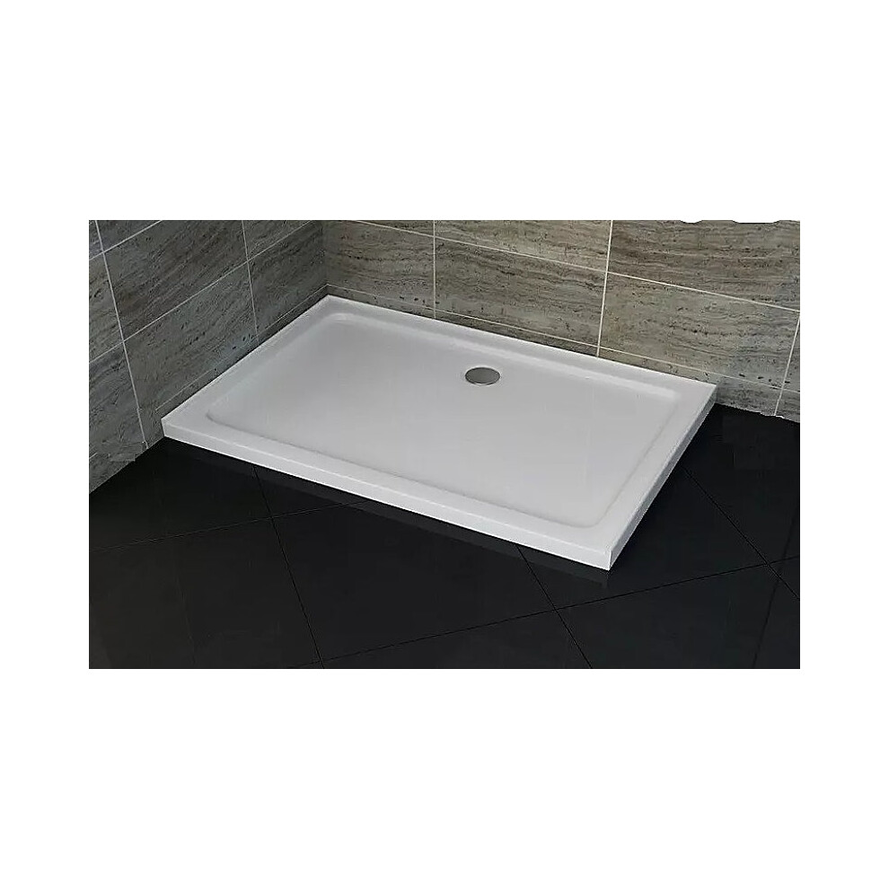 Fnx Bathrooms (900X700mm) Slimline Shower Tray Stone Square Rectangle For Shower Enclosures - Free Waste