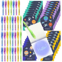BONNYCO Invisible Ink Pen & Notebook Pack 32 Space Party Favors | Space Themed Party Favors for Kids Goodie Bags Stuffers Pinata Stuffers C