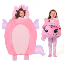 JOIEDOMI Peuterslaapmat met kussen en deken - 152 x 99 cm voor kinderen vanaf 3 jaar - Slaapmat voor kleuters - Kinderslaapzak Eenhoorn - Zacht Plu