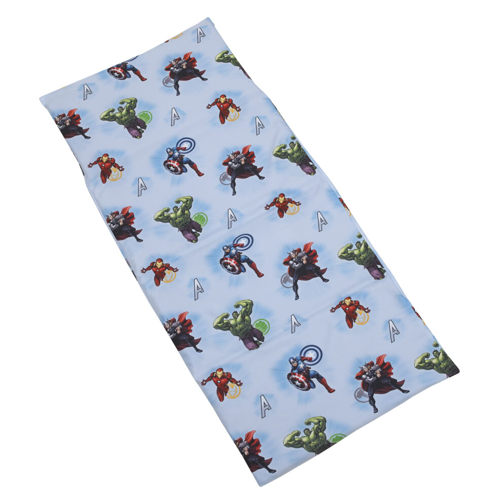 Marvel Avengers Fight The Foes Blue  Red  and Green Hulk  Iron Man  Thor  Captain America Preschool Nap Pad Sheet