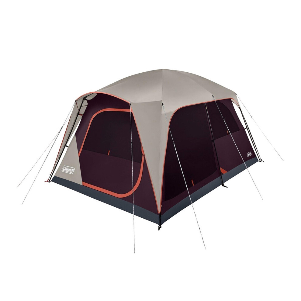 Coleman Skylodge Camping Tent  8/10/12 Person Weatherproof Family Tent with Convertible Screen Room  Color-Coded Poles  Room Divider  Rainfl