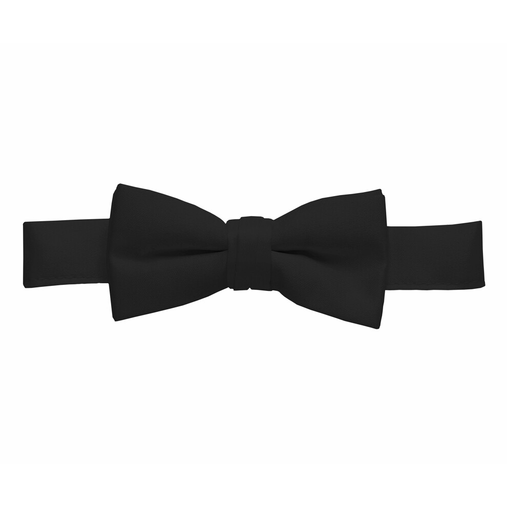 HOLD'EM Bow Tie For Mens Satin look Solid Color Adjustable Pre-tied - Men Black