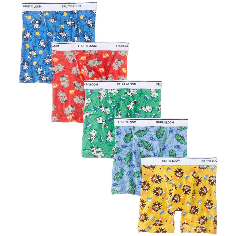 Fruit of the Loom boys 5 Pack Assorted Print & Solid boxer briefs  Prints - Assorted (Pack 5)  5T US