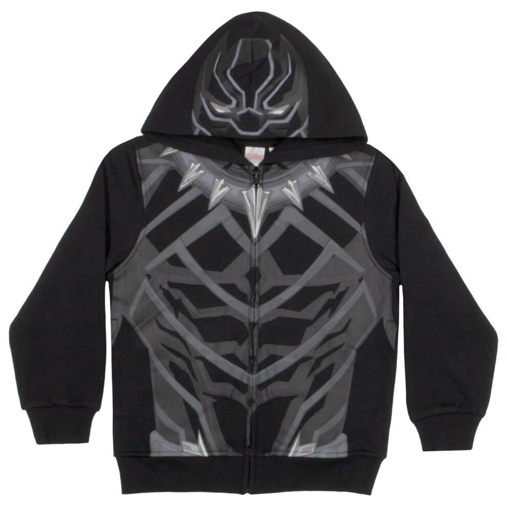 Marvel Avengers Boys Zip-Up Hooded Cosplay Sweatshirt  Black Panther  Hulk  or Miles Morales Spider-Man (Black Panther  Size 8)