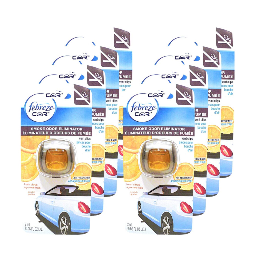 Febreze Car Vent Clips Smoke Odor Eliminator  Fresh Citrus Scent  (Pack of 8)