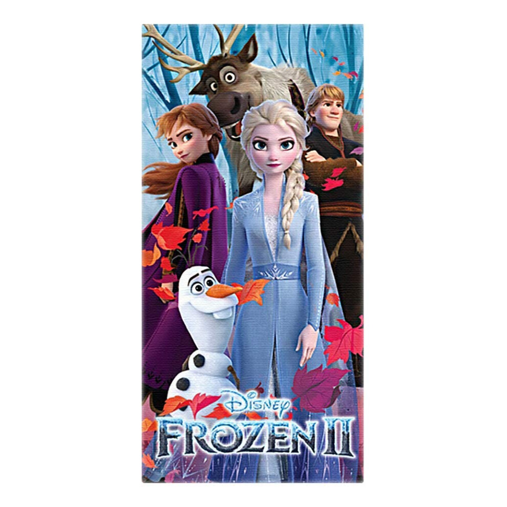 Disney Frozen II Beach Towel Elsa Anna Olaf Kristoff Sven Print 28""x58""