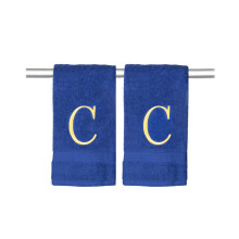 Serviette a main initiale de la Marine pour salle de bain - Serviette brodee decorative de qualite monogrammee de luxe de luxe pour le spa de sal