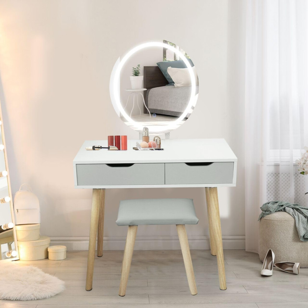 Dressing Table with LED Lights Mirror