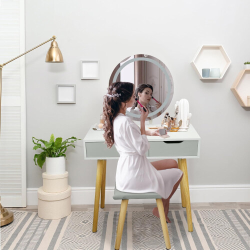 Dressing Table with LED Lights Mirror 1