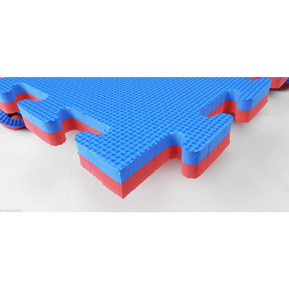 (10 mats 10 square meters) Thick Eva Interlocking Floor Mats Gym Judo Exercise Martial Arts Sports Boxing Blue-Red