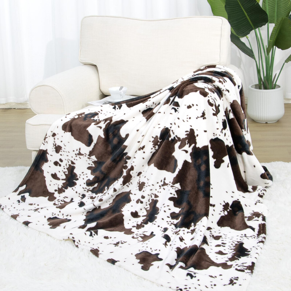 cow print Soft Black and White Cow Throw Blanket Cute Highland Cow Stuff Gifts Decor Lightweight Fuzzy Cozy Fleece Blanket for Bedroom Trave