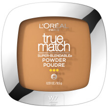L'Oreal Paris True Match Polvo Libre Super Mezclable, Tono W7 Medium Deep, 0.33 oz, Ideal para un acabado natural y uniforme.