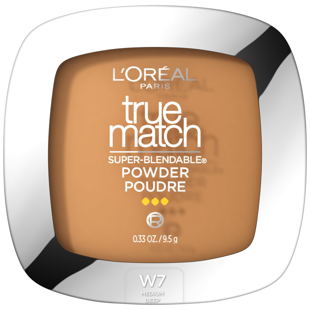 L'Oreal Paris True Match Super Blendable Oil Free Foundation Powder  W7 Medium Deep  0.33 oz  Packaging May Vary