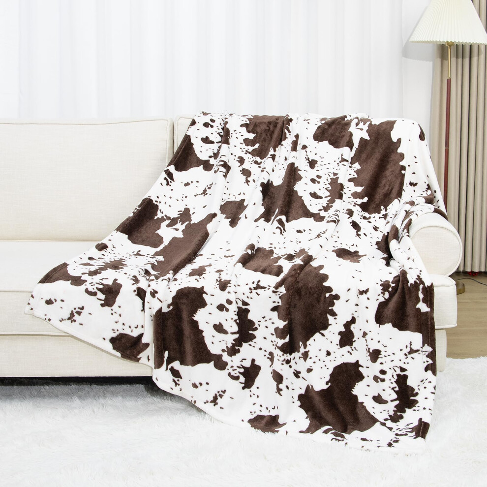 Throw Blanket Soft Twin Size Brown Cow Blanket Fuzzy Cozy Bed Blanket Lightweight Couch Blankets Cute Stuff Decor for Bedroom Livingroom