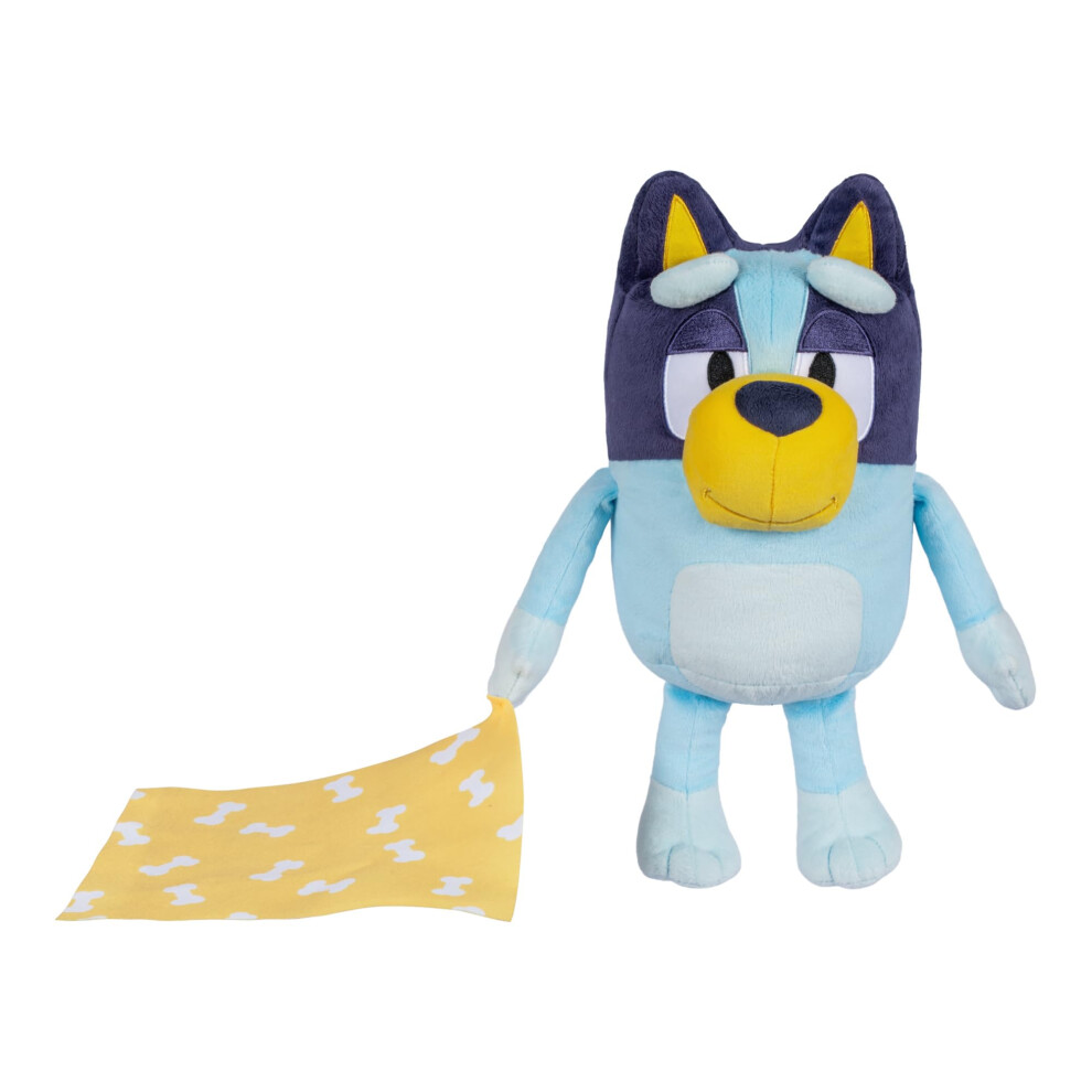 Bluey Sleepy Time 13 Inch Plush with Blanket  Press Tummy to Hear 7 Fun Phrases  Sing Along to The Theme Song  So Soft Made with Deluxe Fabr