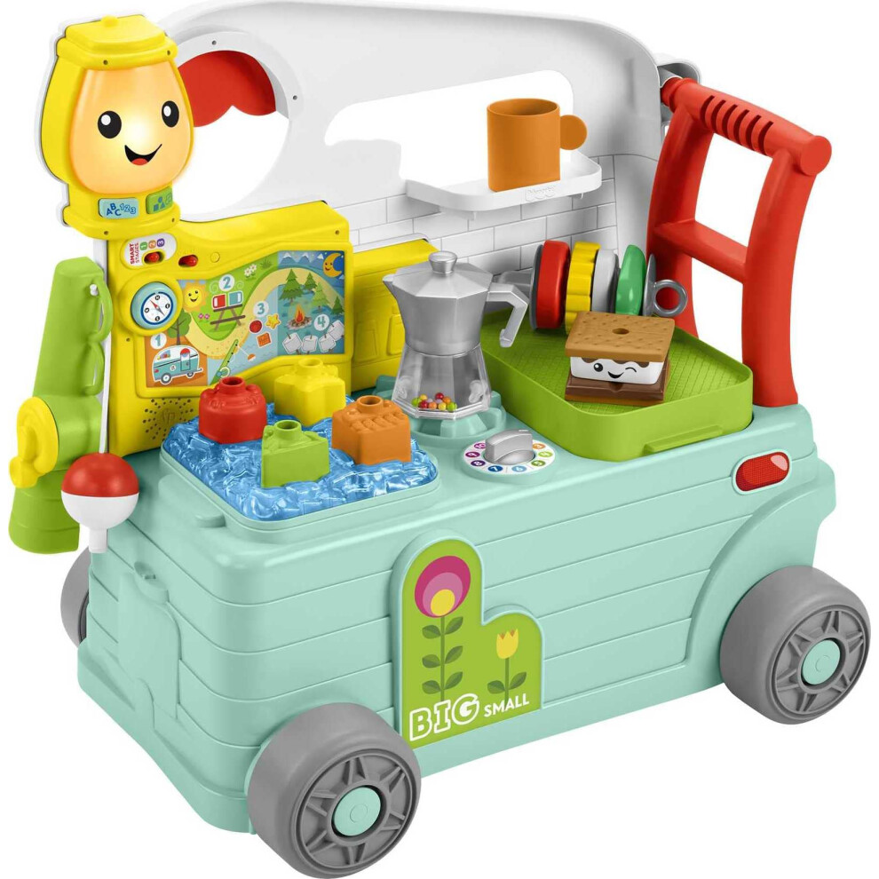 Fisher-Price Baby Learning Toy Laugh & Learn 3-in-1 On-the-Go Camper Walker & Activity Center for Toddlers Ages 9+ Months