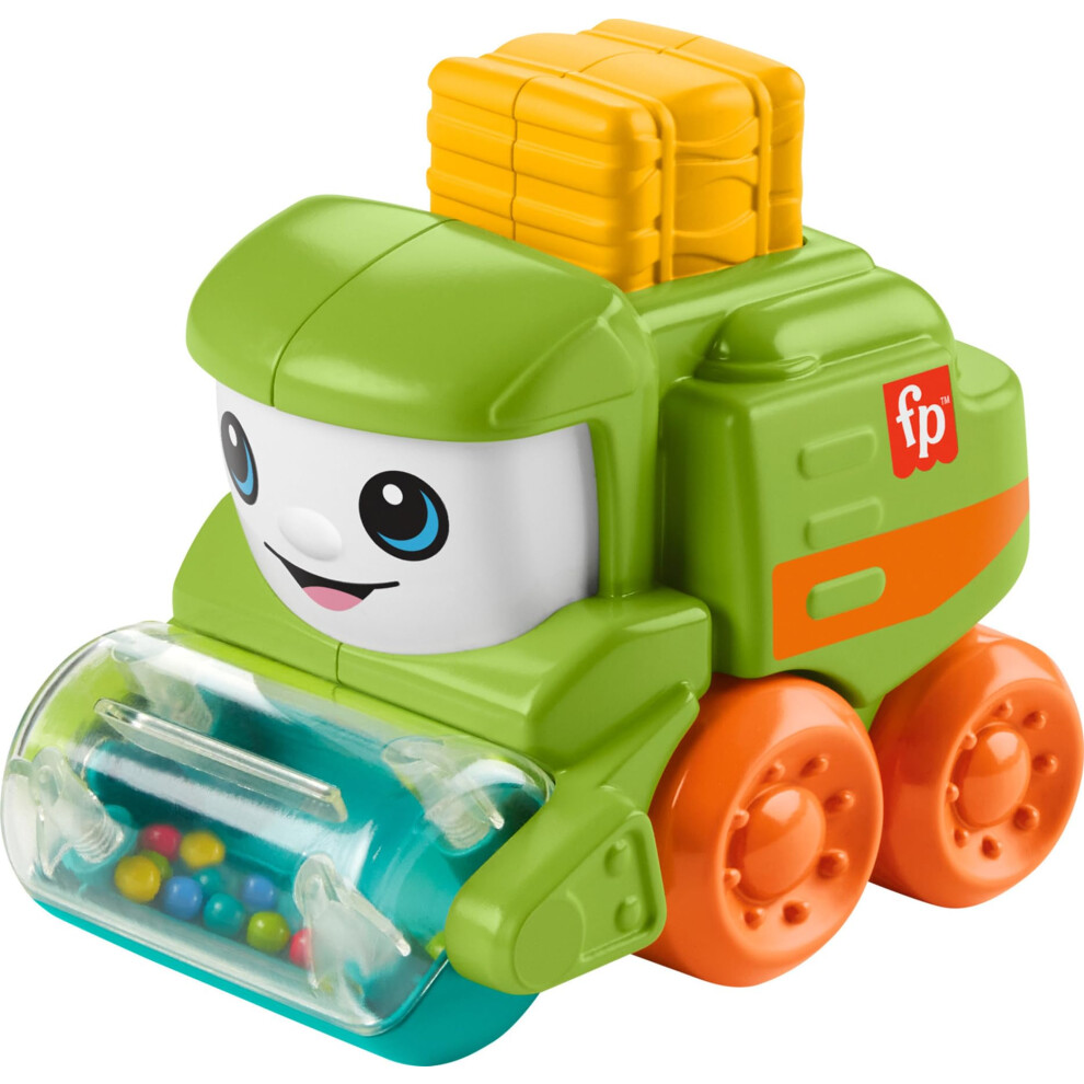 Fisher-Price Baby Toy Rollin Tractor Push-Along Vehicle with Fine Motor Activities for Infants Ages 6+ Months