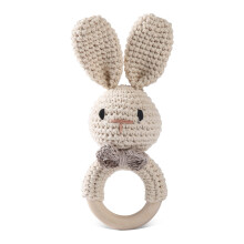 Hochets en Bois pour Bébé 0-6 Mois Râtele en Crochet en Bois Fait Main Jouets Bébé Animaux en Peluche