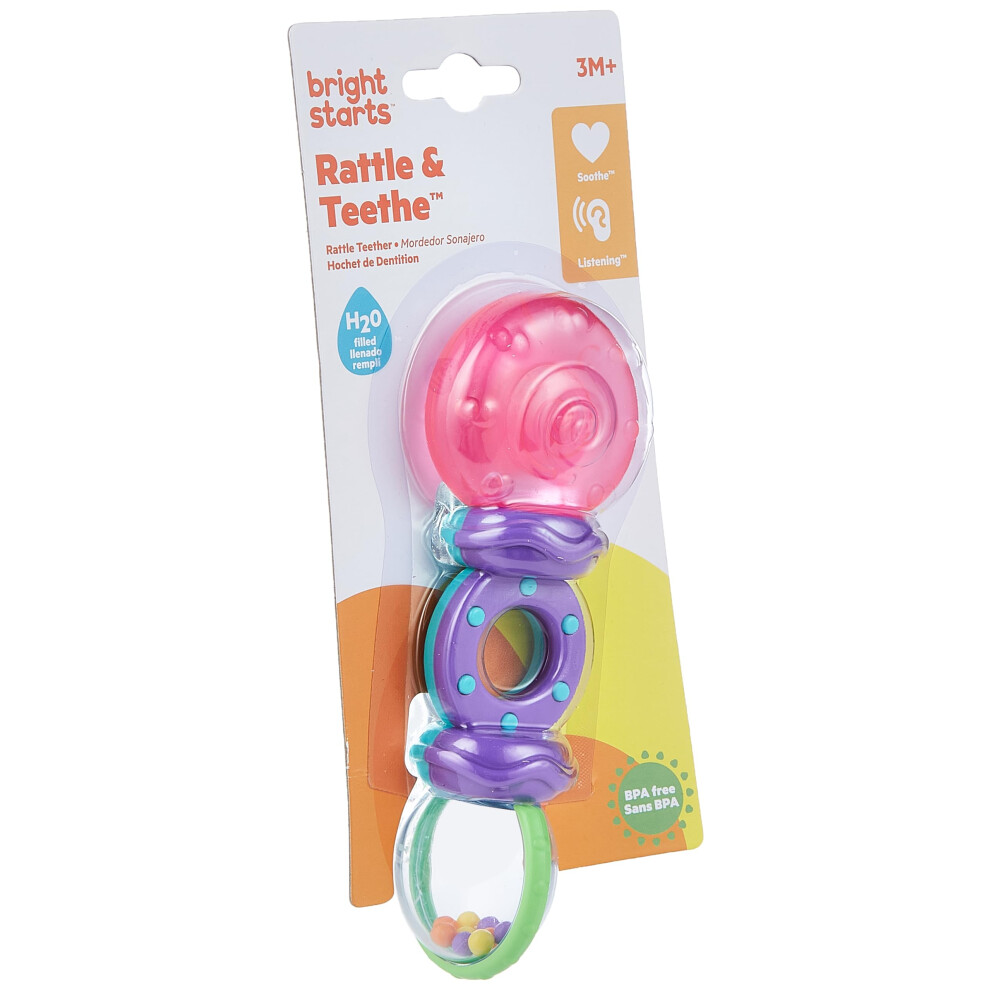 Bright Starts Rattle and Teethe Chillable Baby Teether  Pretty in Pink  Ages 3 Months +