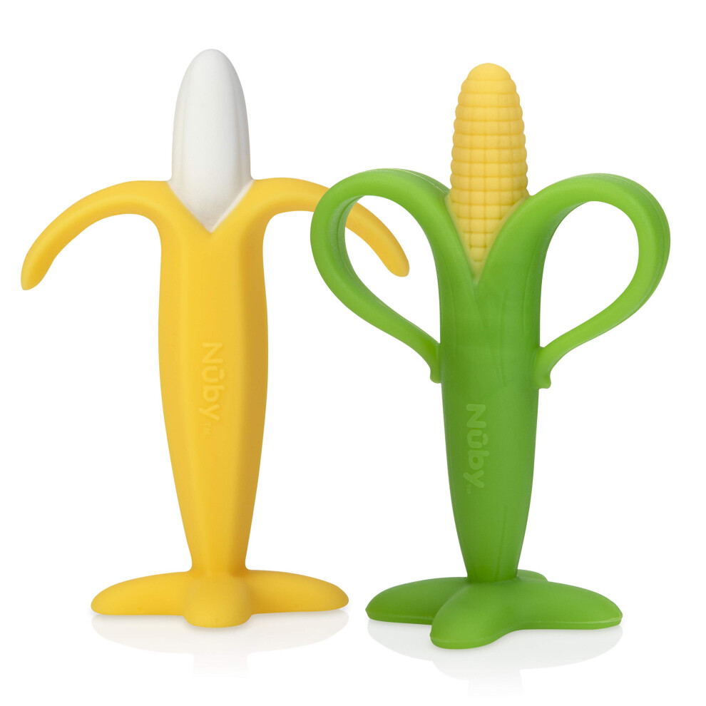 Nuby Soothing Banana & Corn Teether  2 Pack  3+ Months