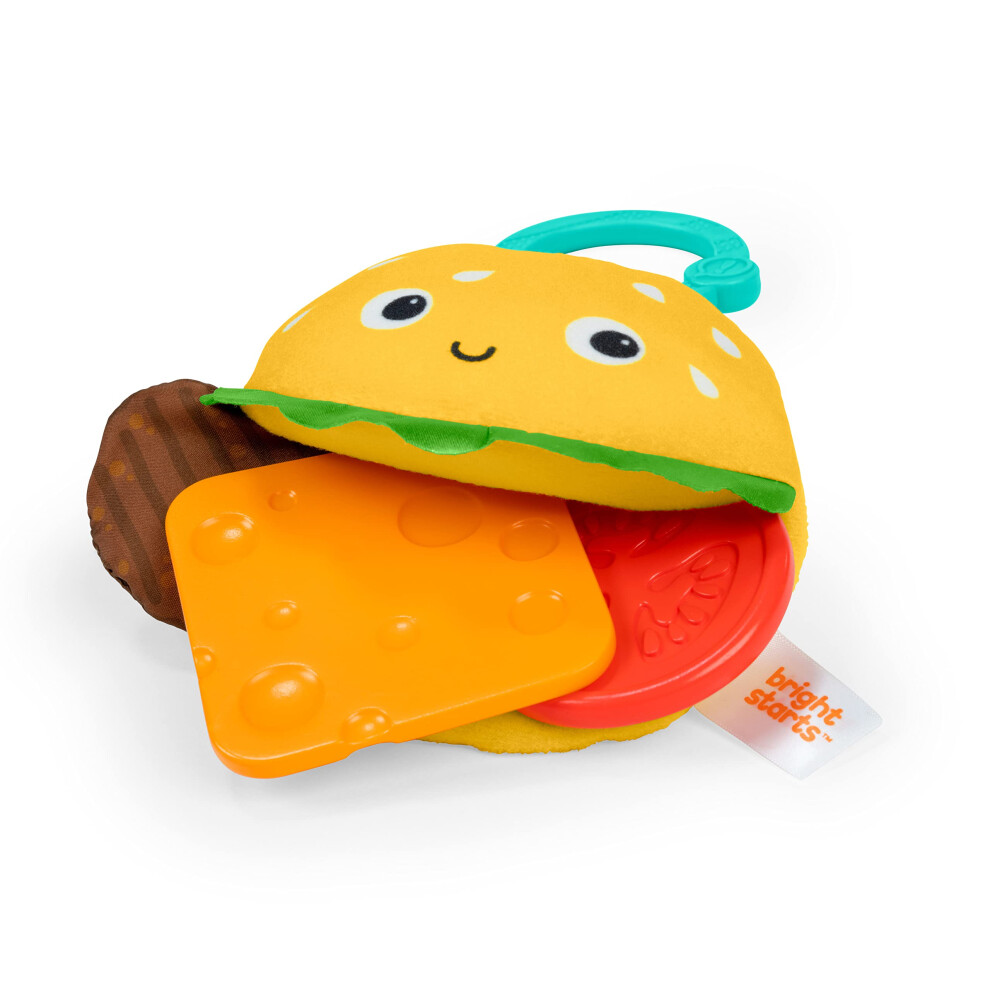 Bright Starts Say Cheeseburger On The Go Teether Activity and Stroller Toy  BPA Free  Unisex  3 Months+