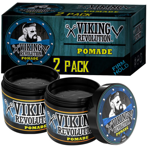 Viking Revolution Pomade για Άνδρες 4oz - Ισχυρή Στήριξη & Υψηλή Λάμψη - Εύκολο Ξέπλυμα (2 Πακέτο) 1