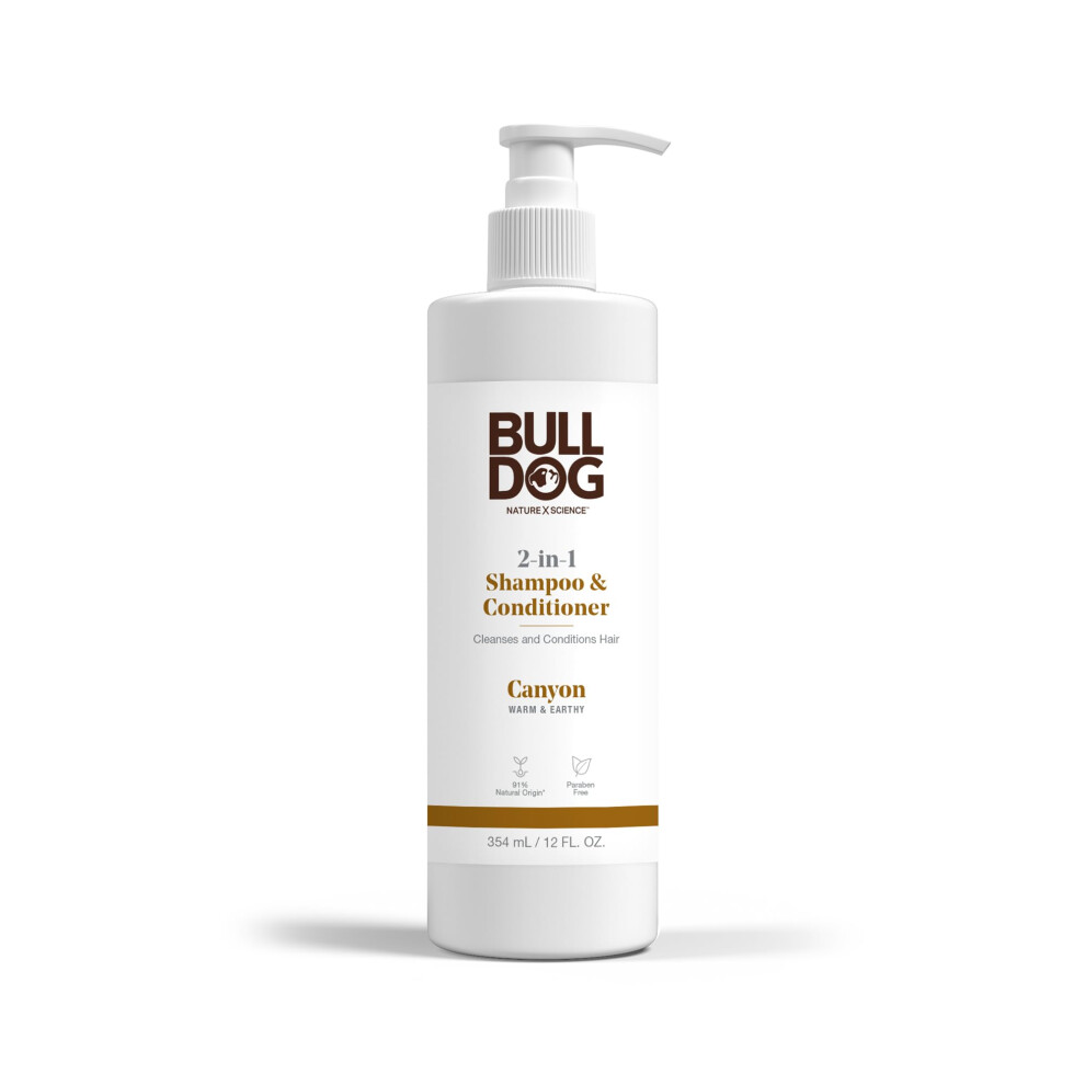 Bulldog Mens Skincare and Grooming 2-in-1 Shampoo and Conditioner  Canyon  12 Fluid Ounces