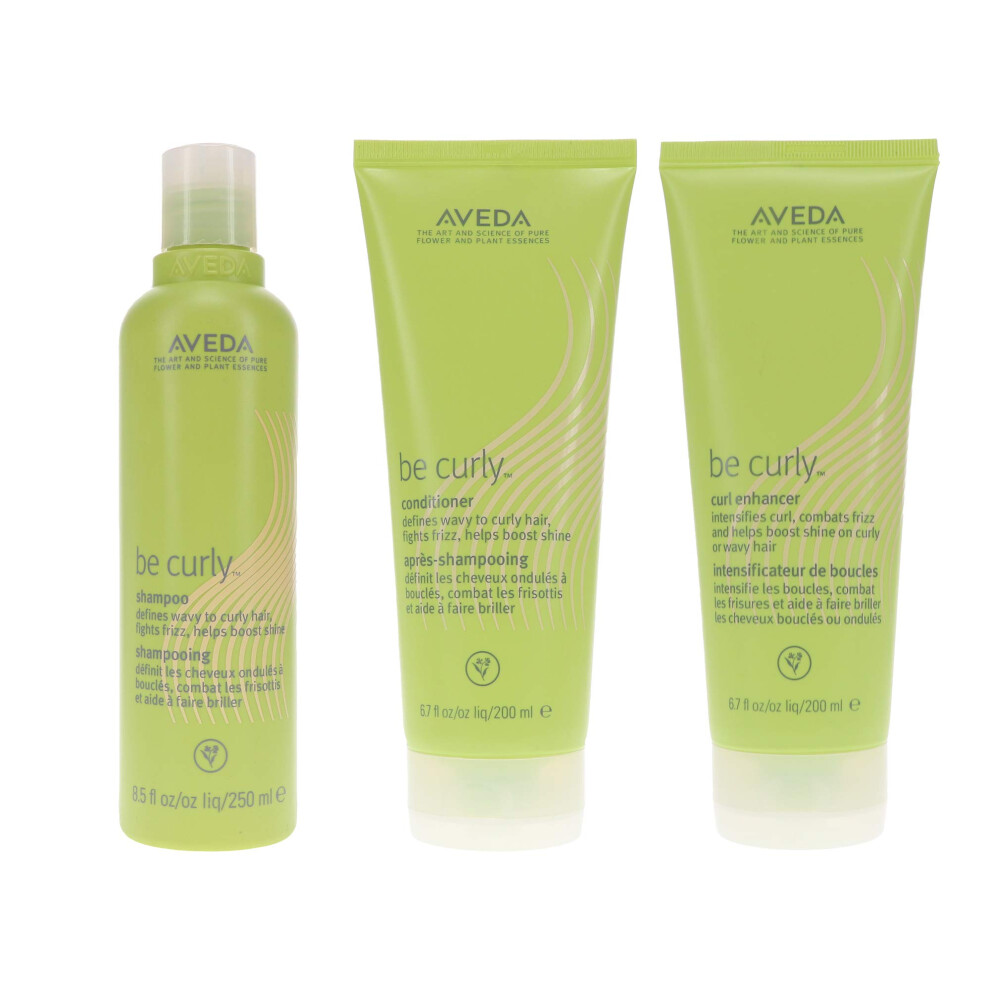 Aveda Be Curly Shampoo 8.5 Oz  Conditioner 6.7 Oz & Curl Enhancer 6.7 Oz