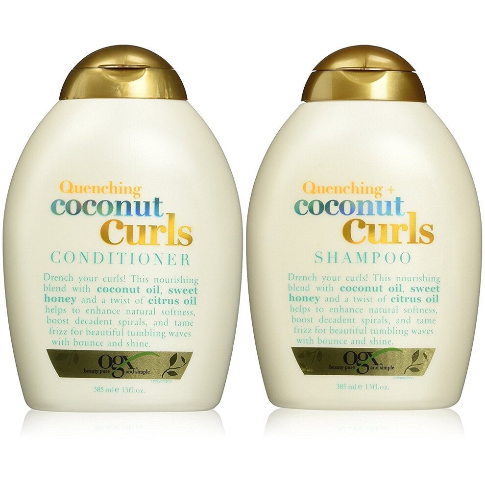 Organix Quenching Plus Coconut Curls Bundle  Shampoo & Conditioner  13 Ounce Each