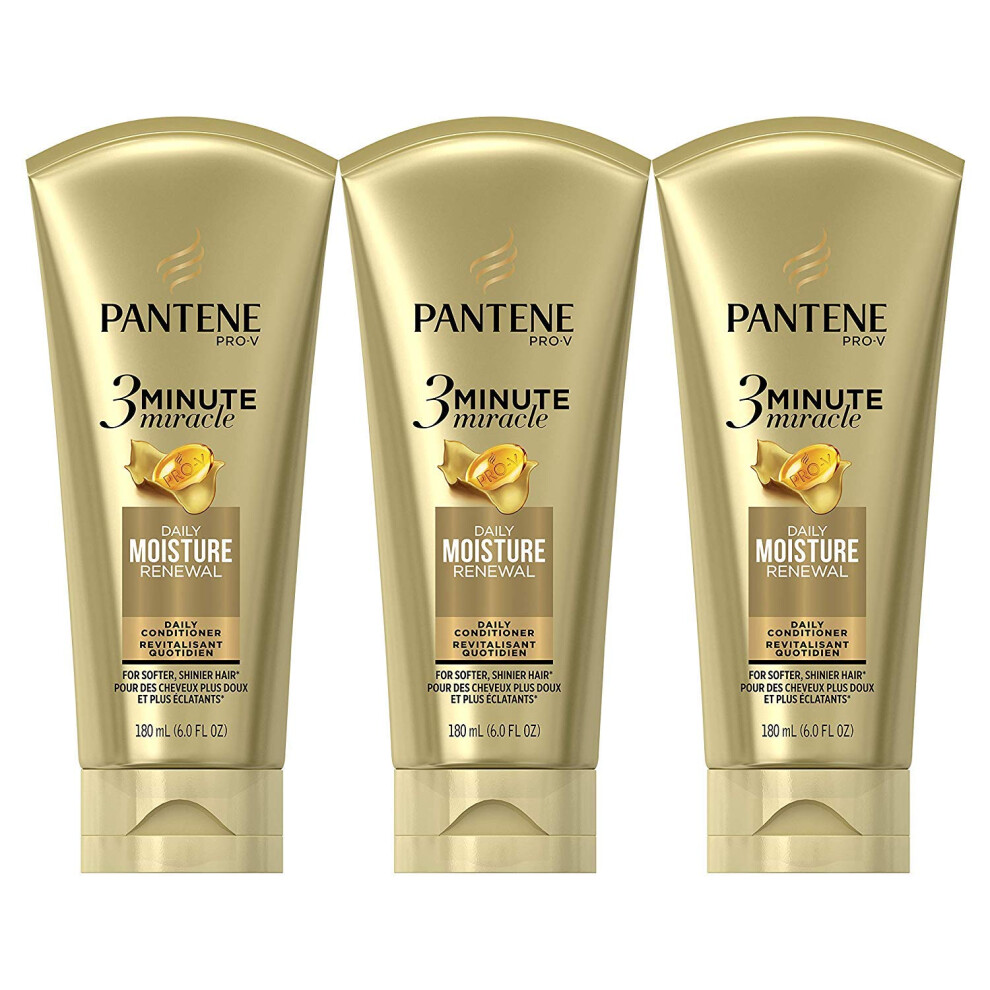 Pantene  Conditioner  Pro-V Daily Moisture Renewal for Dry Hair  3 Minute Miracle  6 Fl Oz (Pack of 3)