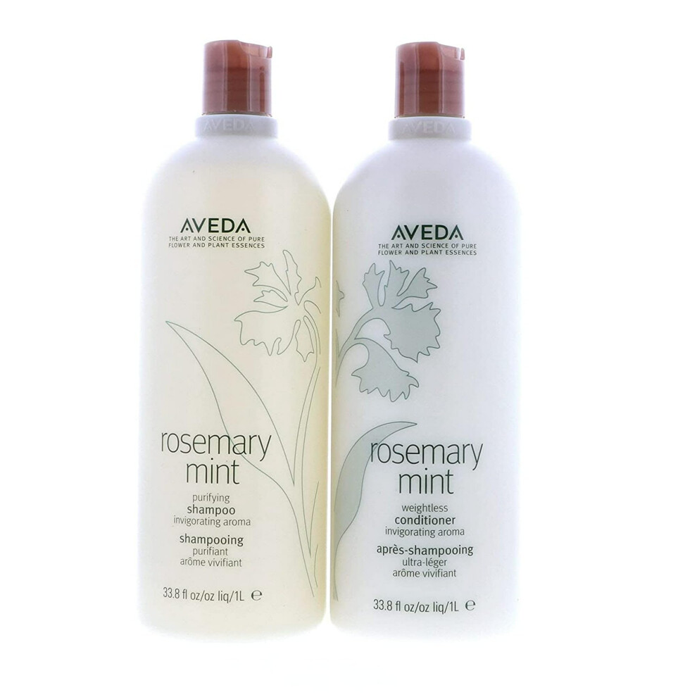 Aveda Mint Purifying Shampoo and Weightless Conditioner Duo Liter  Rosemary