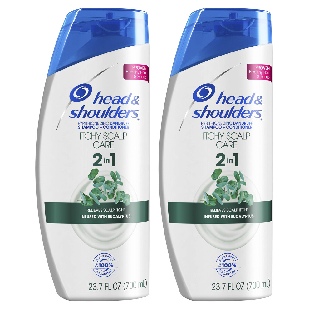 Head & Shoulders Itchy Scalp Care Anti-Dandruff 2 in 1 Shampoo and Conditioner  Infused with Eucalyptus  23.7 Fl Oz  Twin Pack