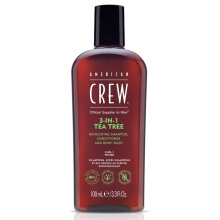 Champ?, acondicionador y gel de ba?o para hombres 3 en 1 con aroma a ?rbol de t? de American Crew, 3,3 onzas l?quidas