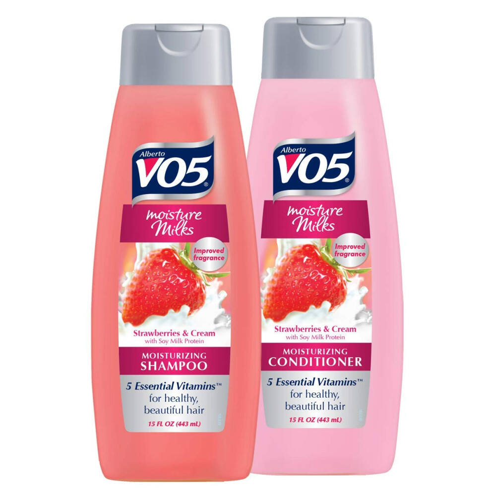 Alberto V05 Moisture Milks Strawberries & Cream Moisturizing Shampoo & Conditioner Set (12.5 fl.oz) by High Ridge Brands Co