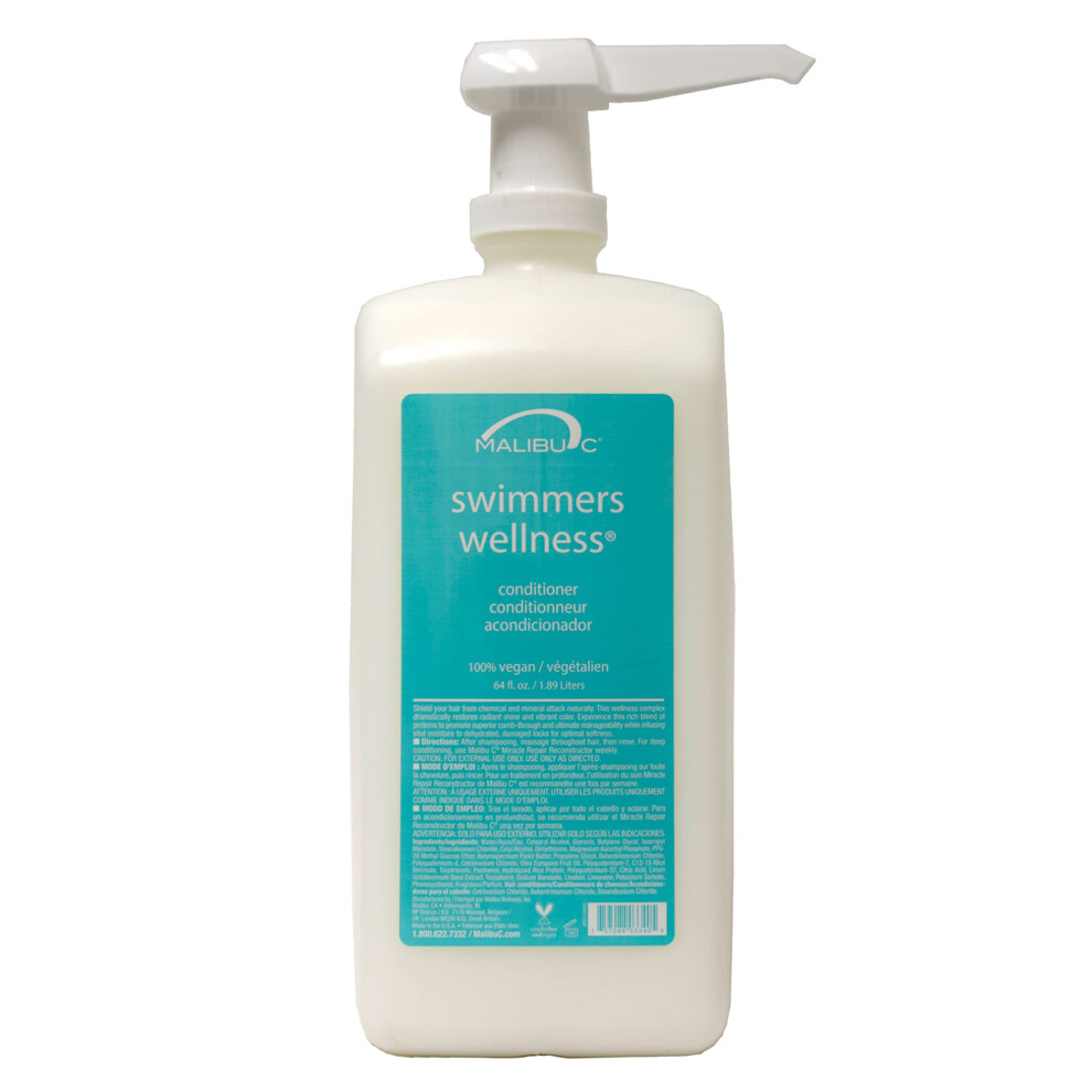 Malibu C Swimmers Wellness Conditioner (64 oz) - Moisturizing Conditioner for Swimmers - Strengthening Proteins Help Prevent Brittle  Dry Ha