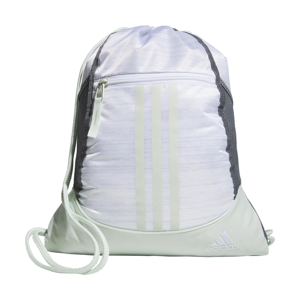 adidas Alliance Sackpack Drawstring Backpack Gym Bag  Two Tone White-Clear Onix/Linen Green  One Size