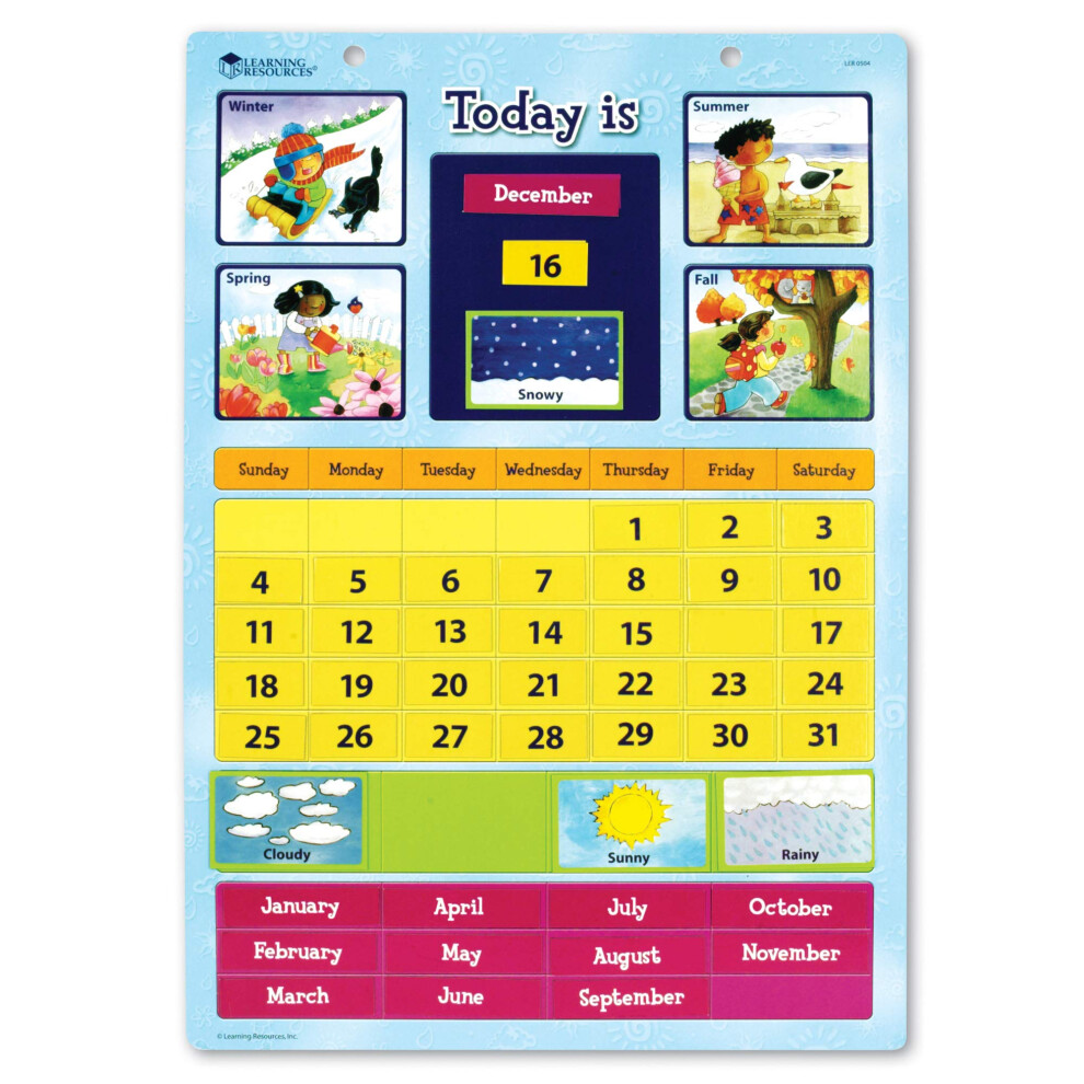 Learning Resources Magnetic Learning Calendar  51 Magnetic Pieces & Calendar  Measures 12"" x 16-1/2""  Back to School Supplies Teacher Supp