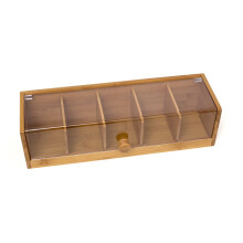 Lipper International 8187 Cajov krabicka z bambusov ho dreva a akrylu s 5 prieckami 35,5 cm x 13,7 cm x 9,3 cm