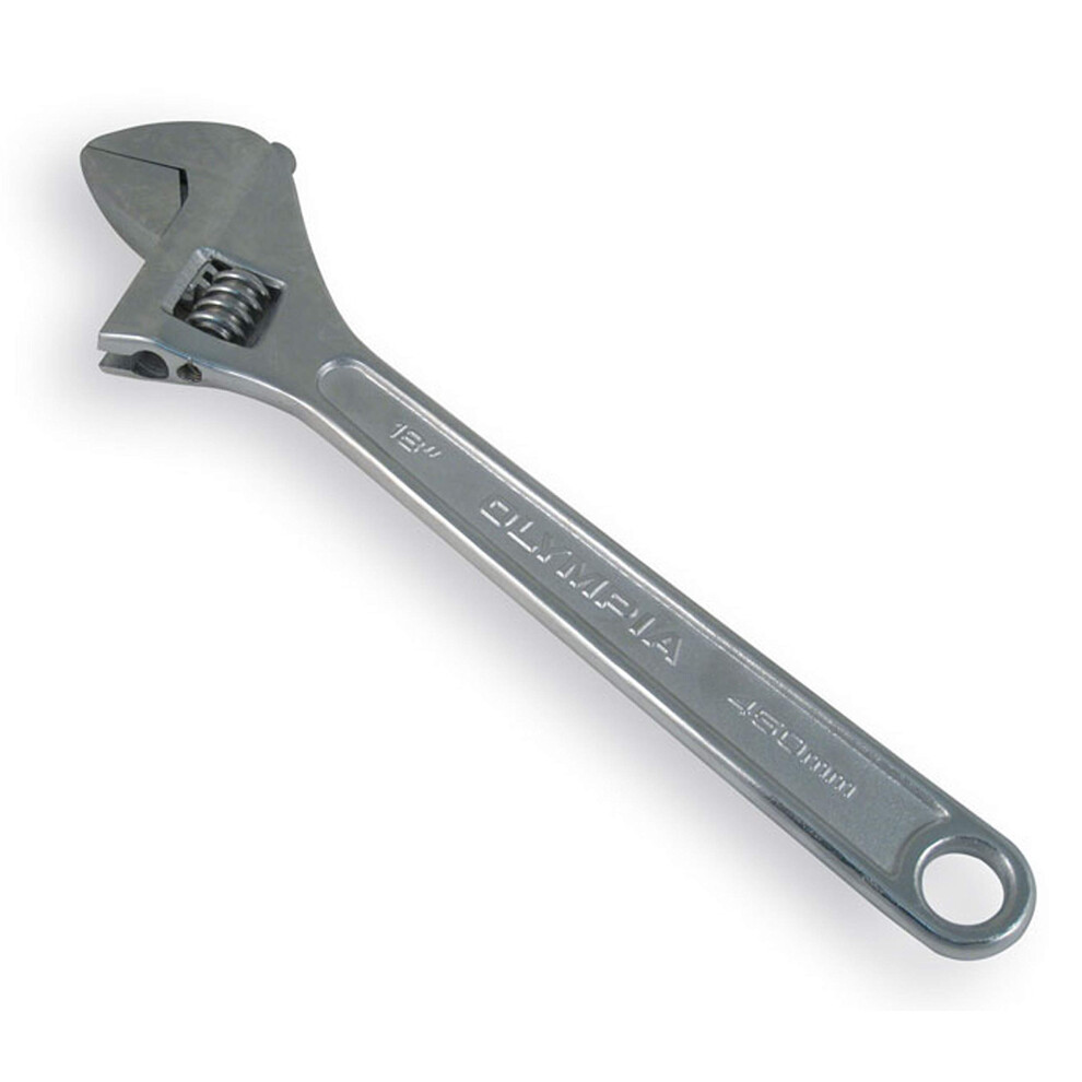 Olympia Tools 18"" Adjustable Wrench  Heavy Duty Drop Forged Steel  Chrome Plated  Precision Machined Jaws  Rust Resistant