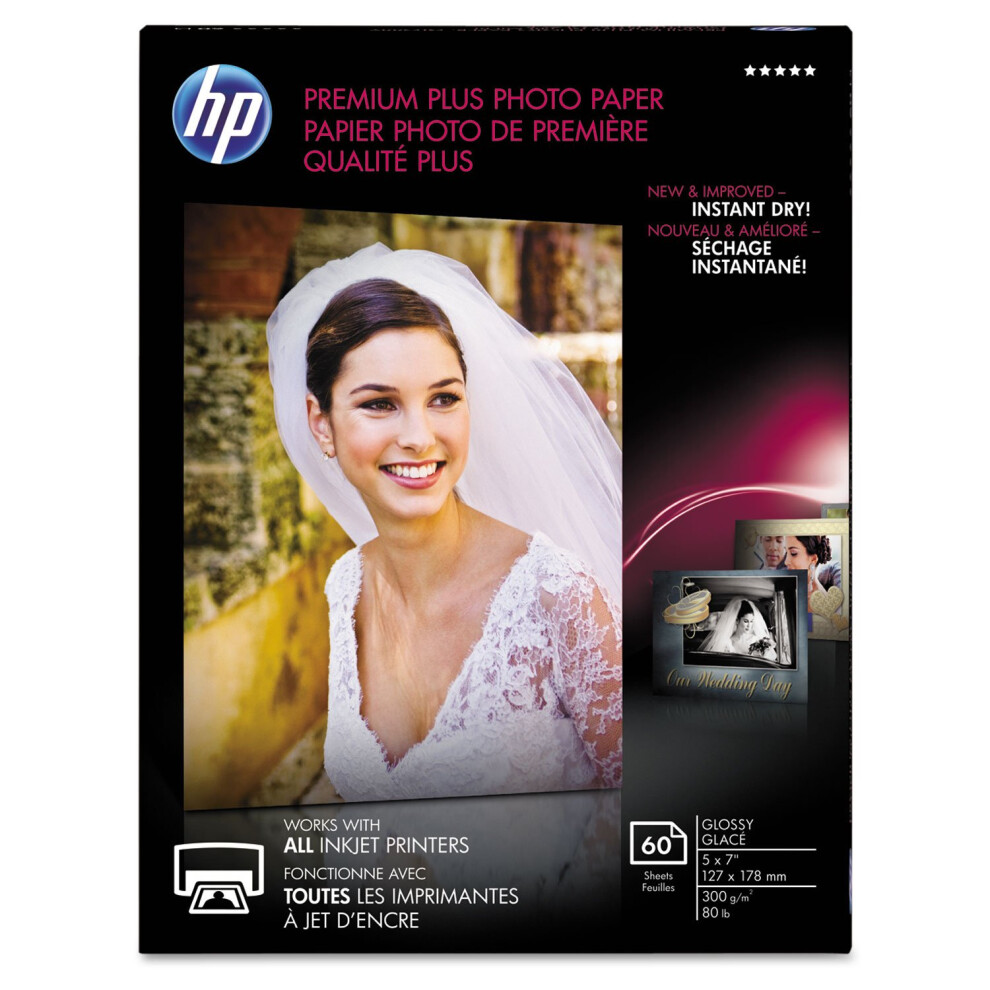 HP Premium Plus Photo Paper  Glossy  5x7 in  60 sheets (CR669A)