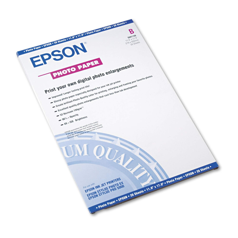 Epson Photo Inkjet Paper  Glossy  11 x 17  20 Sheets/Pack