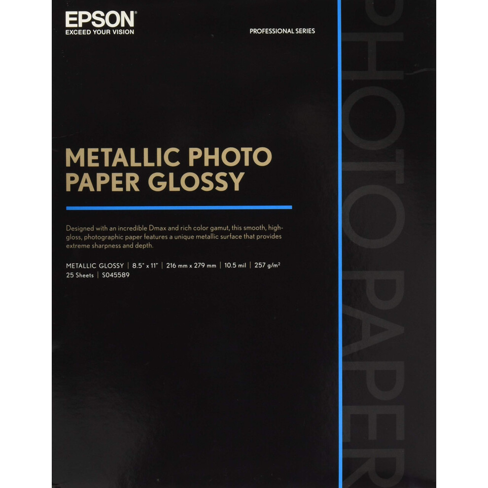 Epson S045589 Professional Series Metallic Photo Paper Glossy  25 Sheets  8.5x11 inch