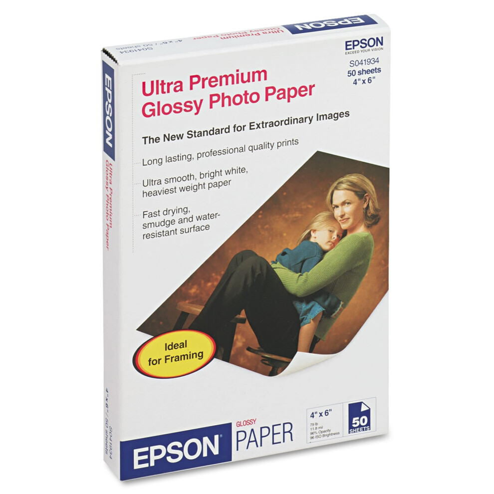 Epson Ultra Premium Gloss Photo Paper  11.8 Mil  8.5 X 11  Bright White  50/Pack