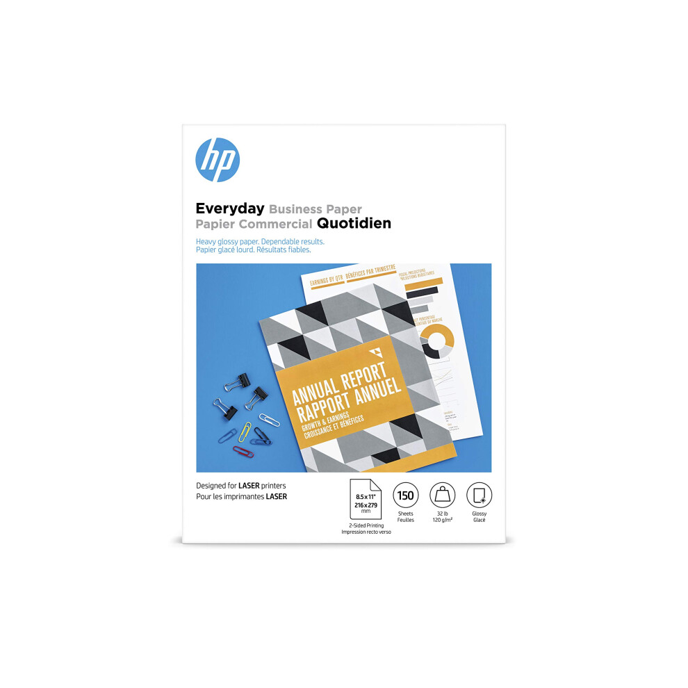 HP Everyday Business Paper  Glossy  8.5x11 in  32 lb  150 sheets  works with laser printers (4WN08A)