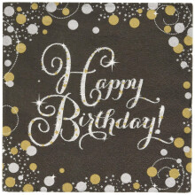Funkelnde mehrfarbige Lunch-Servietten Happy Birthday Celebration  16,5 x 16,5 cm (16 Stck), weich und saugfhig, Premium-Qualitt und bezaubernd