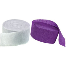 4 Rollen Paars en Witte Crepe Papier Streamers Gemaakt in de VS